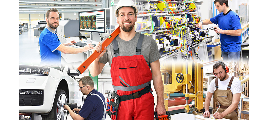 Männer am Arbeitsplatz in verschiedenen Berufe